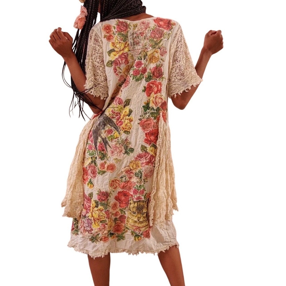 Magnolia Pearl Lace Evelyn Moonlight Dress NWT Patches Roses Kittens Embroidered